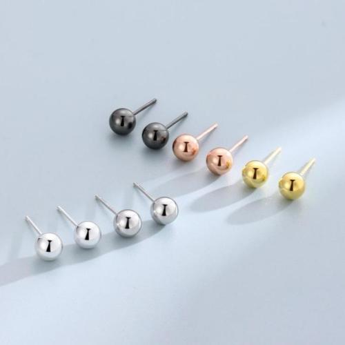 925 Sterling Silver Stud Earrings, sterling silver post pin, without earnut & different size for choice & for woman, silver color, 5Pairs/Lot, Sold By Lot