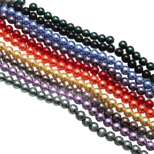 Glass Pearl Beads, with Shell Powder, Round, DIY & different materials for choice, more colors for choice, 8mm, Approx 48PCs/Strand, Sold By Strand