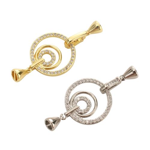 Brass Jewelry Clasps, plated, DIY & micro pave cubic zirconia & hollow, more colors for choice, 51mm, Hole:Approx 5mm, Sold By PC