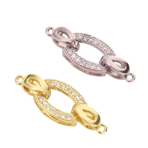 Brass Jewelry Clasps, plated, DIY & micro pave cubic zirconia & hollow, more colors for choice, 28mm, Hole:Approx 1.5mm, Sold By PC