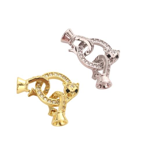 Brass Jewelry Clasps, plated, DIY & micro pave cubic zirconia & hollow, more colors for choice, 28mm, Hole:Approx 5mm, Sold By PC