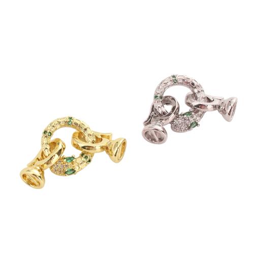 Brass Jewelry Clasps, Snake, plated, DIY & micro pave cubic zirconia, more colors for choice, 31mm, Hole:Approx 5mm, Sold By PC