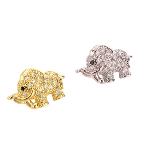 Brass Jewelry Clasps, Elephant, plated, DIY & micro pave cubic zirconia, more colors for choice, 23mm, Hole:Approx 1mm, Sold By PC