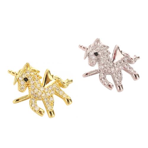 Brass Jewelry Clasps, Unicorn, plated, DIY & micro pave cubic zirconia, more colors for choice, 23mm, Hole:Approx 1mm, Sold By PC