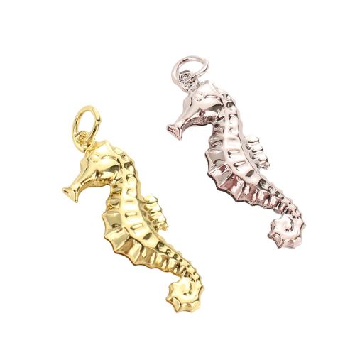 Colgantes de la joyería de cobre amarillo, metal, Caballito de mar, chapado, Bricolaje, más colores para la opción, 26.60x10.50x3.80mm, agujero:aproximado 3.5mm, Vendido por UD
