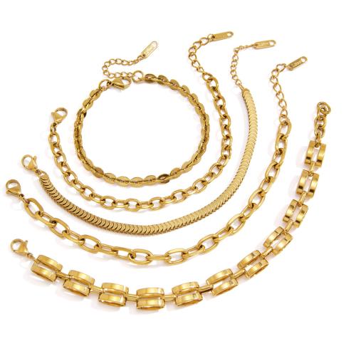 304 Stainless Steel Bracelet, gold color plated, different styles for choice & for woman, Sold By PC