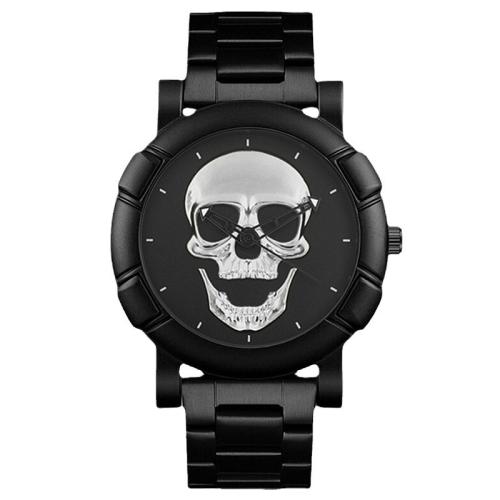 alliage de zinc bracelet de montre, avec cuir PU & verre, Placage, avec motif de crâne & pour homme, plus de couleurs à choisir, dial size 40x12mm, Vendu par PC