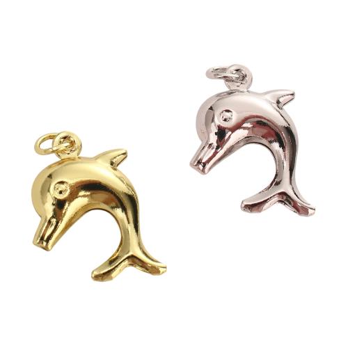 Colgantes de la joyería de cobre amarillo, metal, Delfín, chapado, Bricolaje, más colores para la opción, 19x13.50x4.80mm, agujero:aproximado 3.5mm, Vendido por UD