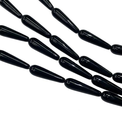 Perles Agates Noires naturelles, agate noire, larme, DIY & lisse, 8x30mm, Vendu par Environ 38 cm brin