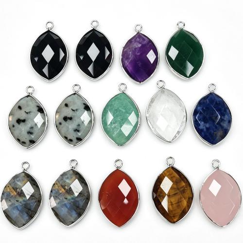 Edelstein Anhänger Schmuck, mit Messing, Tropfen, plattiert, DIY & verschiedenen Materialien für die Wahl & facettierte, 19x30mm, verkauft von PC