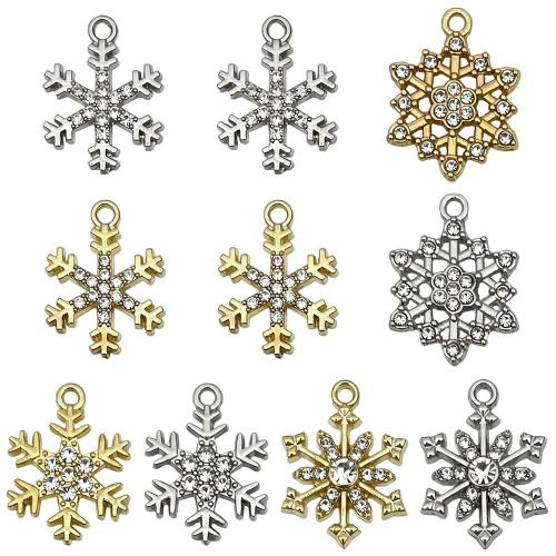 Zinklegierung Weihnachten Anhänger, Schneeflocke, plattiert, DIY & verschiedene Stile für Wahl & mit Strass, verkauft von PC