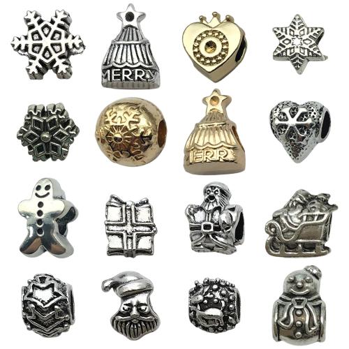 Europa Beads Weihnachten, Zinklegierung, Schneeflocke, plattiert, Weihnachts-Design & DIY & verschiedene Stile für Wahl, verkauft von PC