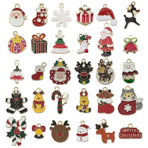 Zinklegierung Weihnachten Anhänger, plattiert, DIY & verschiedene Stile für Wahl & Emaille, verkauft von PC