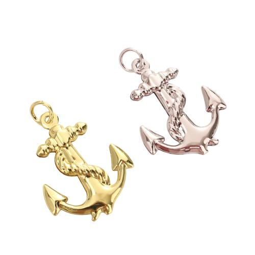 Cubique Pendentif en laiton zircon pavent, ancre, Placage, DIY, plus de couleurs à choisir, 23.50x18.50x3mm, Trou:Environ 3.5mm, Vendu par PC