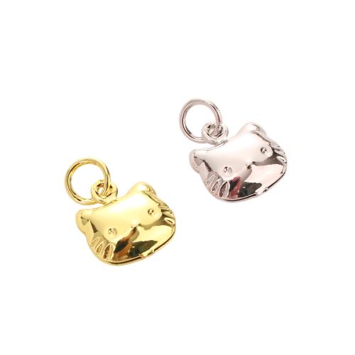 Messing Schmuck Anhänger, Katze, plattiert, DIY, keine, 10x9x4.50mm, Bohrung:ca. 3.5mm, verkauft von PC
