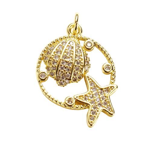 Cubique Pendentif en laiton zircon pavent, Plaqué d'or, DIY & pavé de micro zircon & creux, 23x18x2.50mm, Trou:Environ 4mm, Vendu par PC