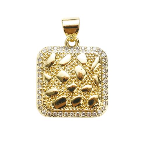 Cubique Pendentif en laiton zircon pavent, cadre, Plaqué d'or, DIY & pavé de micro zircon, 16x16x3mm, Trou:Environ 7x5mm, Vendu par PC