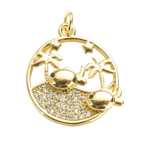 Cubique Pendentif en laiton zircon pavent, Plaqué d'or, DIY & pavé de micro zircon & creux, 18x19x3mm, Trou:Environ 4mm, Vendu par PC