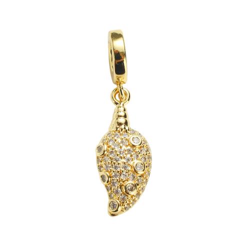 Cubique Pendentif en laiton zircon pavent, Plaqué d'or, DIY & pavé de micro zircon, 23x10x4mm, Trou:Environ 5mm, Vendu par PC