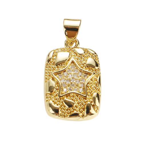 Cubic Zirconia Micro Pave Brass Pendants, Rectangle, real gold plated, DIY & micro pave cubic zirconia, 16x13x3mm, Hole:Approx 7x5mm, Sold By PC
