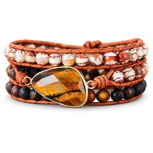 Gemstone Bracelet, with PU Leather, different materials for choice & Unisex, Length:Approx 20 Inch, Sold By PC