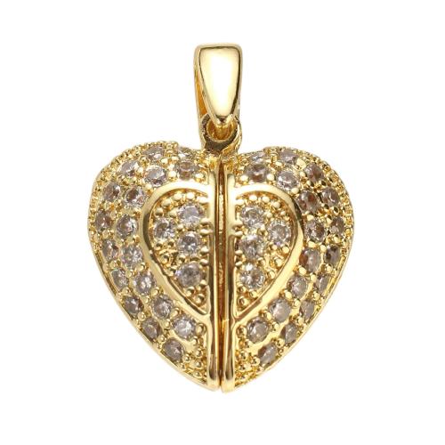 Cubic Zirconia Micro Pave Brass Pendants, Winged Heart, real gold plated, DIY & micro pave cubic zirconia, 25x18x5mm, Hole:Approx 7x5mm, Sold By PC