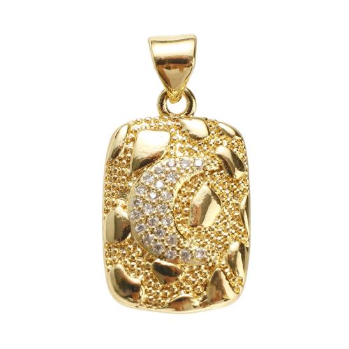 Cubique Pendentif en laiton zircon pavent, rectangle, Plaqué d'or, DIY & pavé de micro zircon, 18x13x3mm, Trou:Environ 7x5mm, Vendu par PC