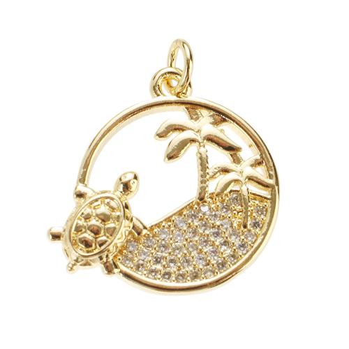 Cubique Pendentif en laiton zircon pavent, Plaqué d'or, DIY & pavé de micro zircon & creux, 18x21x3mm, Trou:Environ 4mm, Vendu par PC