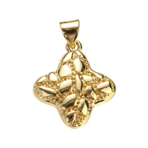 Brass Jewelry Pendants, Four Leaf Clover, real gold plated, DIY, 17x17x3mm, Hole:Approx 7x5mm, Sold By PC