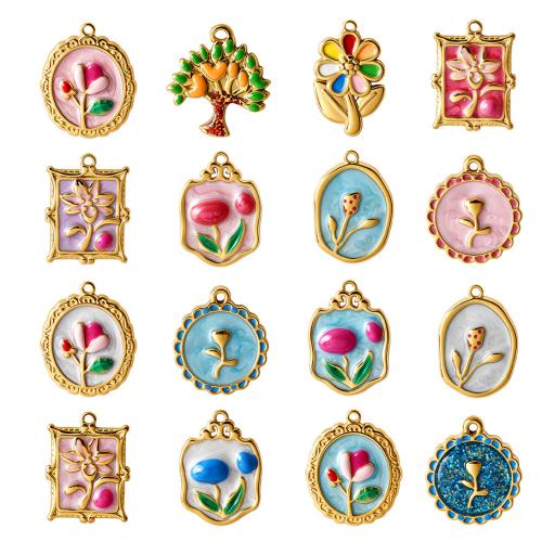 Stainless Steel Flower Pendant, 304 Stainless Steel, plated, DIY & different styles for choice & enamel, Sold By PC