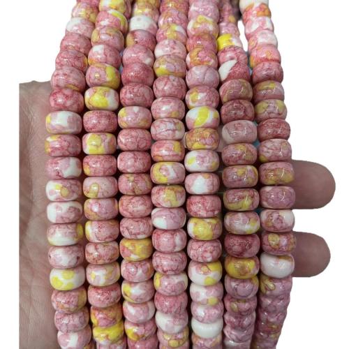 Abalorios de Piedra Flor de LLuvia, Piedra de Flor de LLuvia, ábaco, Bricolaje, más colores para la opción, 6x10mm, aproximado 63PCs/Sarta, Vendido por Sarta