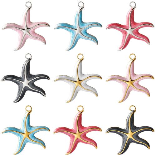 Stainless Steel Animal Pendants, 304 Stainless Steel, Starfish, Vacuum Ion Plating, DIY & enamel, more colors for choice, 35x34mm, Sold By PC