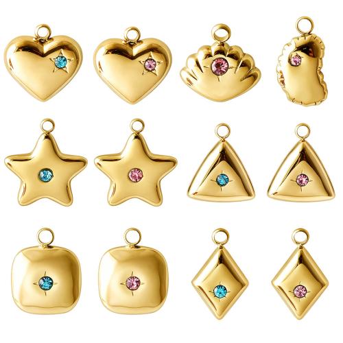 Colgantes de Acero Inoxidable, acero inoxidable 304, Estrella de Mar, Bricolaje & diferentes estilos para la opción & con diamantes de imitación, Vendido por UD