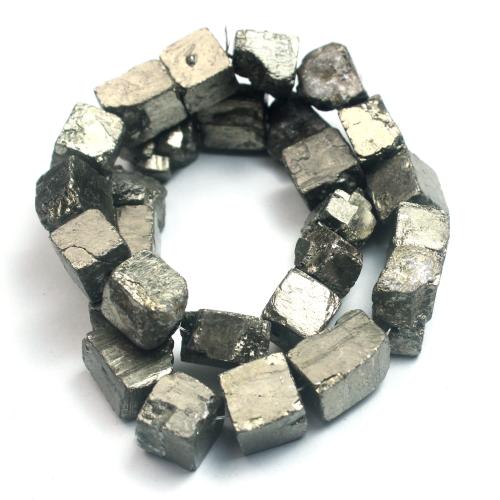 Edelstein Schmuckperlen, Chalkopyrit, Quadrat, DIY, beads size 10-12mm, Bohrung:ca. 1mm, verkauft von PC