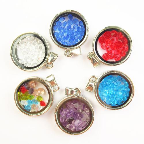 Crystal Pendants, with Tibetan Style, Round, gold color plated, DIY, more colors for choice, 22x30mm, Sold By PC