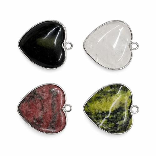 Lace Agate Pendants, Heart, DIY, more colors for choice, 26x28mm, Hole:Approx 2.5mm, Sold By PC