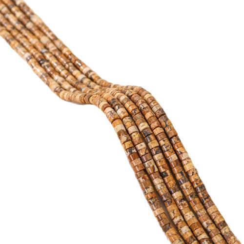 Natural Picture Jasper Beads, Flat Round, polished, DIY, 2x4mm, Sold Per Approx 38 cm Strand