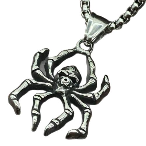 Stainless Steel Skull Pendants, 304 Stainless Steel, Spider, polished, DIY & with skull pattern & different styles for choice, original color, 32x23mm, Sold By PC