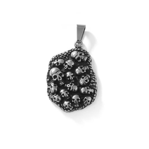 Stainless Steel Pendants, 304 Stainless Steel, Skull, vintage & DIY, original color, 44mm, Sold By PC