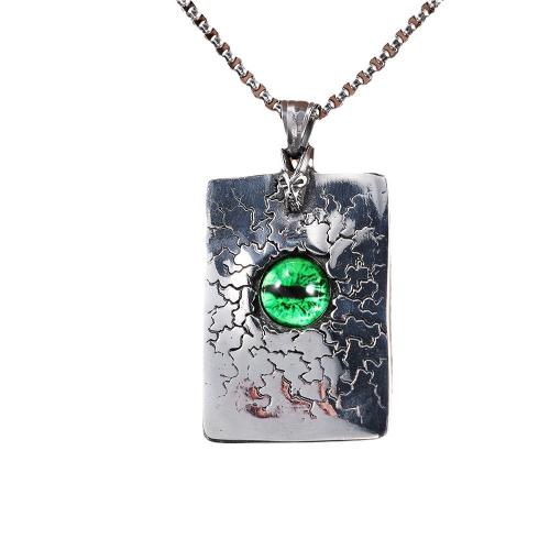 Titanium Steel Pendants, with Acrylic, Rectangle, polished, with eye pattern & DIY, more colors for choice, 35x51mm, Sold By PC