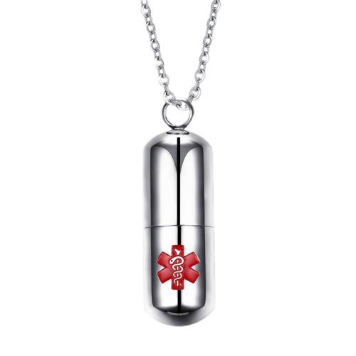 304 Stainless Steel Cinerary Casket Necklace, Unisex & enamel, original color, Length:Approx 60 cm, Sold By PC