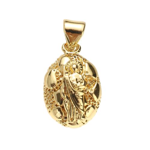 Brass Jewelry Pendants, Oval, real gold plated, DIY, 17x12x4mm, Hole:Approx 7x5mm, Sold By PC