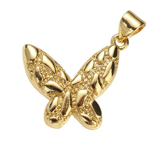 Brass Jewelry Pendants, Butterfly, real gold plated, DIY, 18x20x3mm, Hole:Approx 7x5mm, Sold By PC