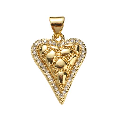 Цирконий Micro Pave латунь подвеска, Латунь, Сердце, плакированный настоящим золотом, DIY & инкрустированное микро кубического циркония, 20x15x3mm, отверстие:Приблизительно 7x5mm, продается PC