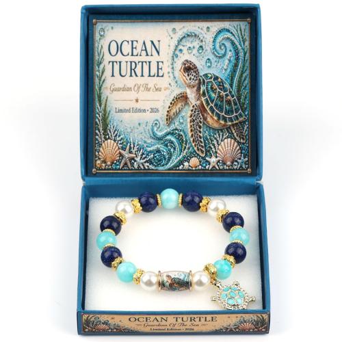 Chalcedony Bracelet, with Crystal & Plastic Pearl & Tibetan Style, handmade, ocean design & different packing style for choice & Unisex, more colors for choice, Length:Approx 7 Inch, Sold By PC
