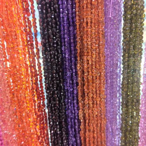 Cubic Zirconia Beads, Flat Round, DIY & faceted, more colors for choice, 4mm, Approx 95PCs/Strand, Sold By Strand