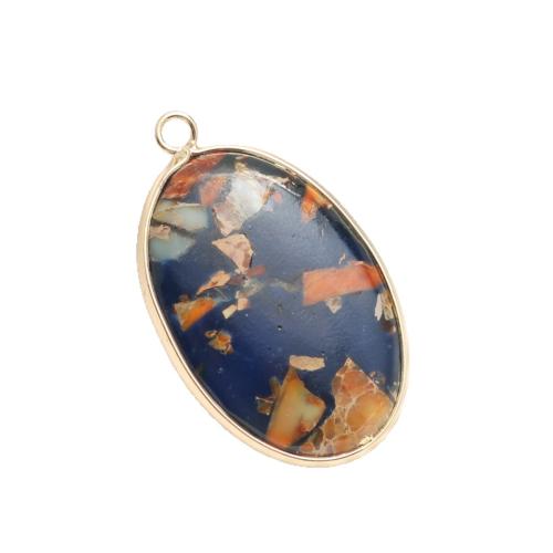 Natural Imperial Jasper Pendants, Impression Jasper, Oval, polished, DIY, more colors for choice, 30x23x6mm, Sold By PC