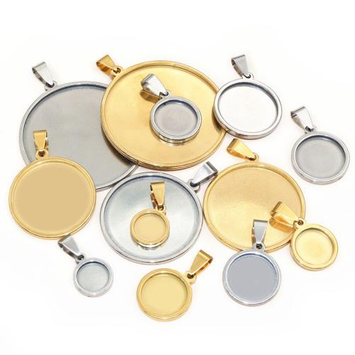 Stainless Steel Pendant Setting, 304 Stainless Steel, Round, plated, DIY & different size for choice, more colors for choice, 5PCs/Bag, Sold By Bag