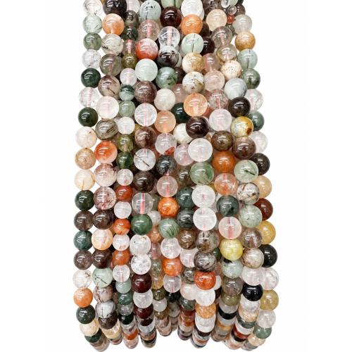 Natural Quartz Jewelry Beads, Rutilated Quartz, Round, DIY & different size for choice, multi-colored, Sold Per Approx 38 cm Strand