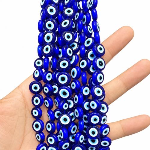 Evil Eye Lampwork Beads, DIY, blue, 12mm, Sold Per Approx 38 cm Strand
